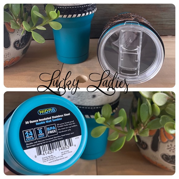 30oz Insulated Western Stamped Tooled Hide & Leather Sleeve Tumblers Handmade - Picture 3 of 4